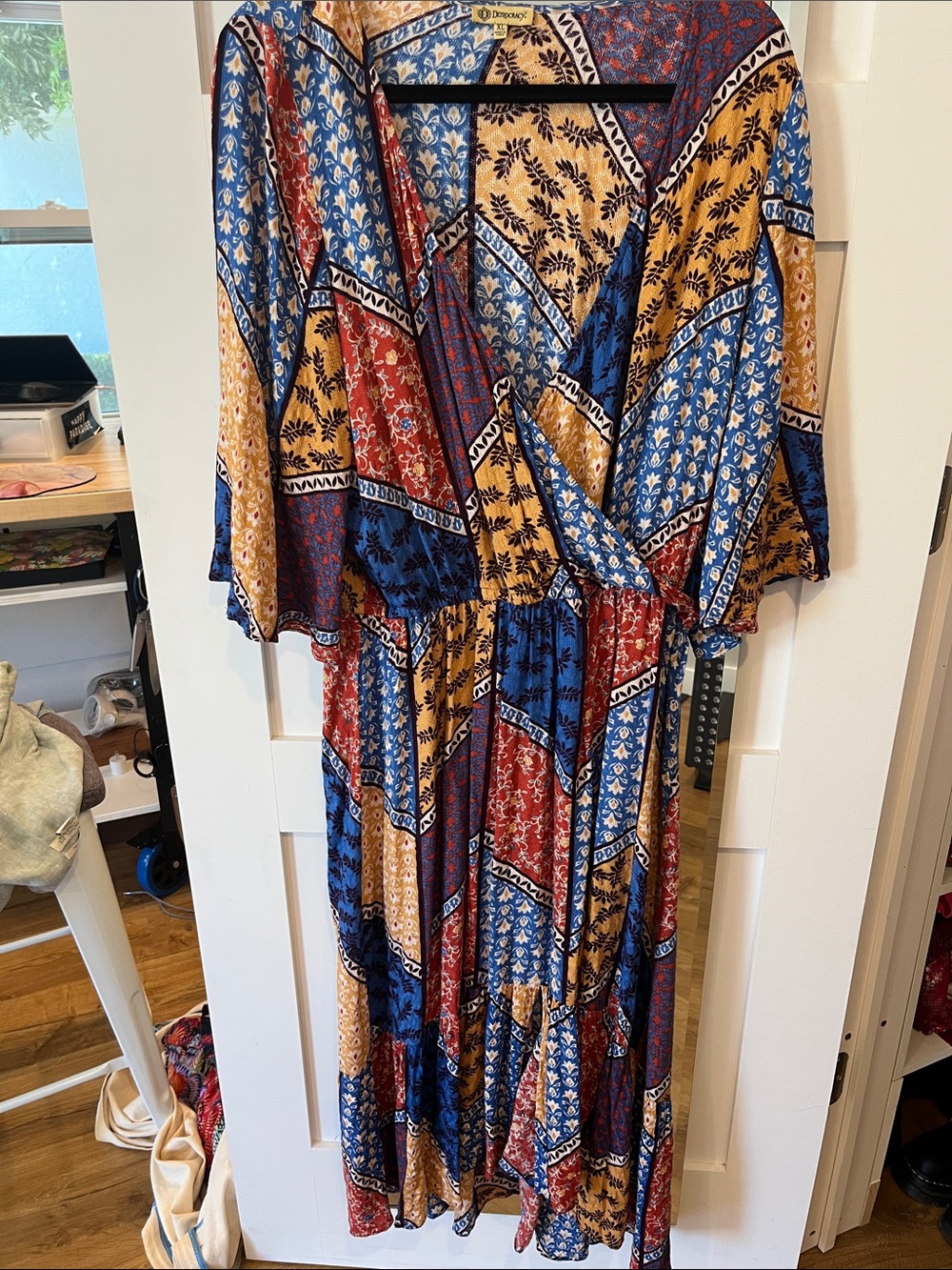 Democracy Bohemian Patchwork Print Maxi Dress Multicolor
